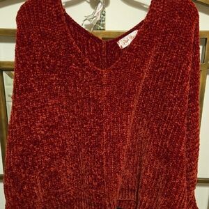Pink Rose Deep Red V-Neck Sweater